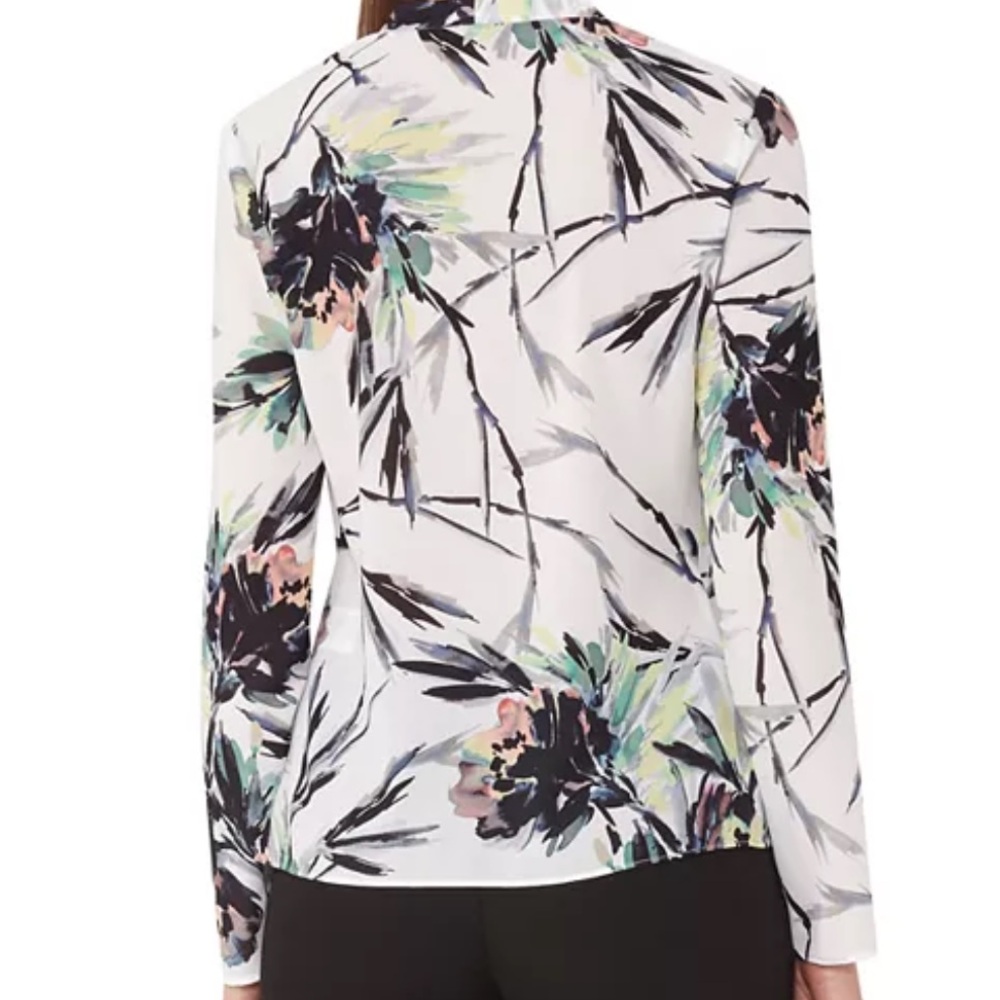 REISS Maria Twist-Front Floral-Print V-Neck Long Sleeve Top - Picture 10 of 10